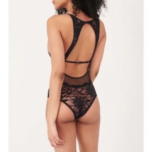 Free People Speed Date Lace Bodysuit In Black - Picture 3 of 6
